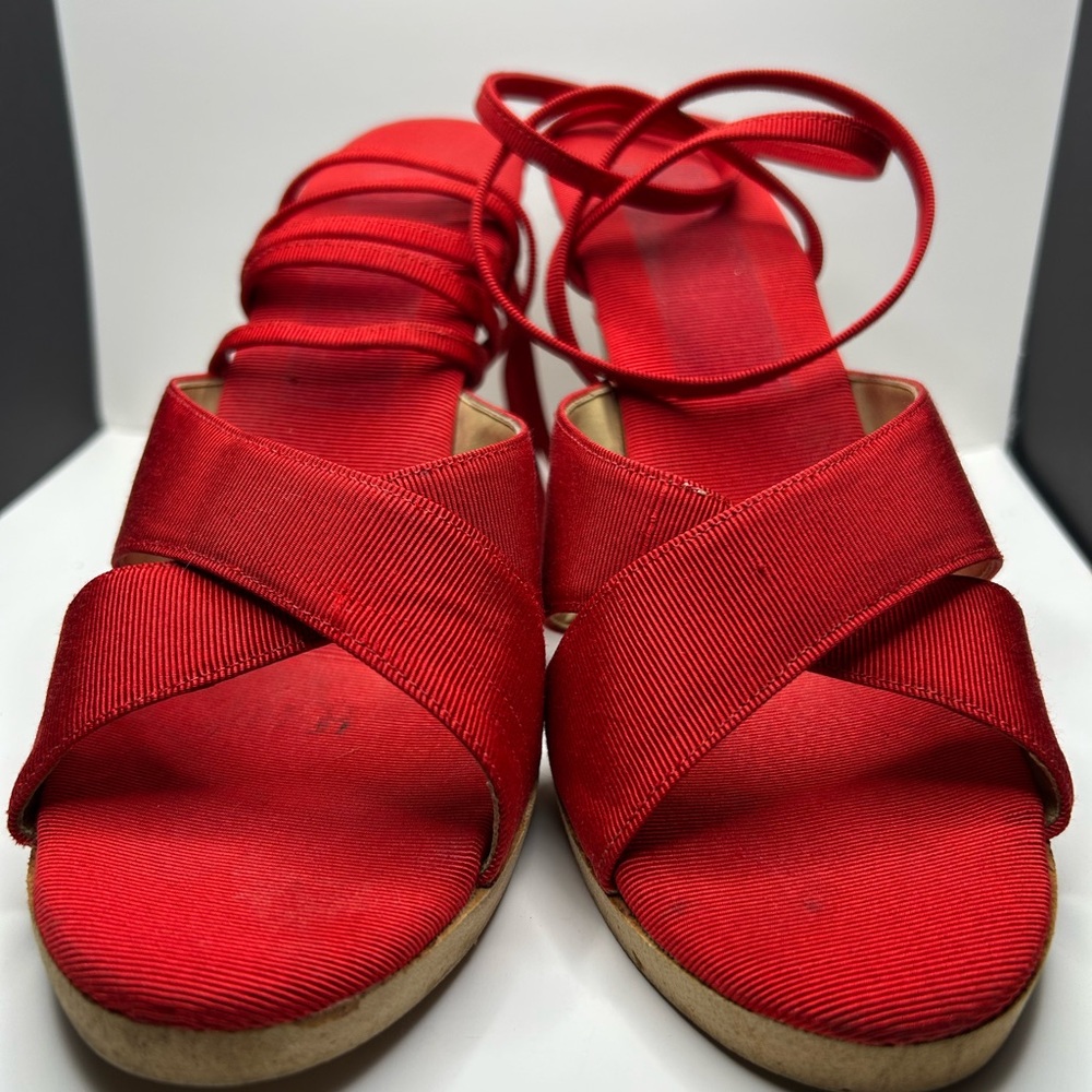 Vintage Grosgrain fabric lace up sandal